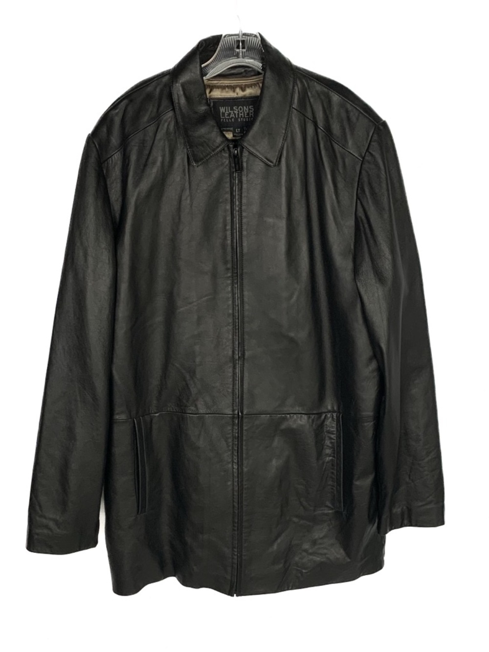 Wilsons Leather Pelle Studio Men L Tall Black Coat Thinsulate Zip Out Liner